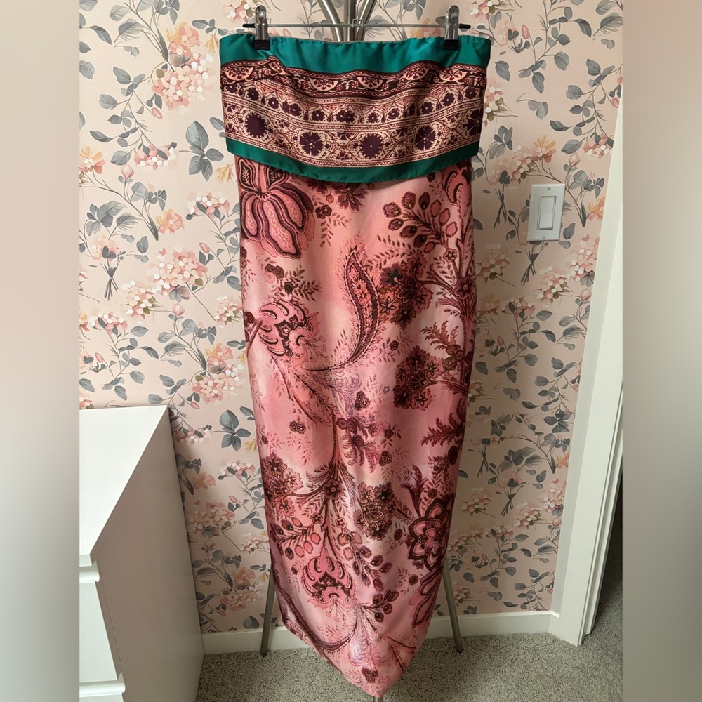 Zara Pink and Burgundy Patterned Dress